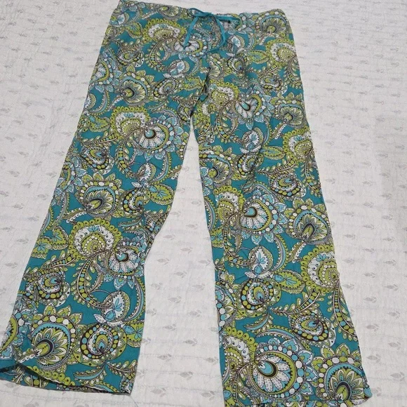 🦚Vera Bradley Adorable Cotton Pajama Pants In Very Good Condition. Size L💚💙 - Picture 1 of 12